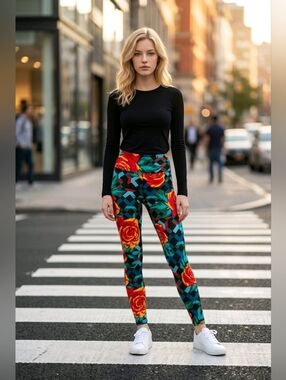 LuLaRoe LeggingsOS LuLaRoe One Size Leggings Cute  Floral Multicolor  NWT